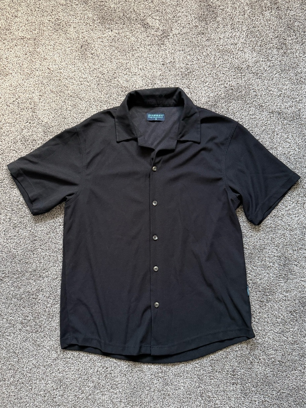 Island Haze Black Button Up Short Sleeve Shirt